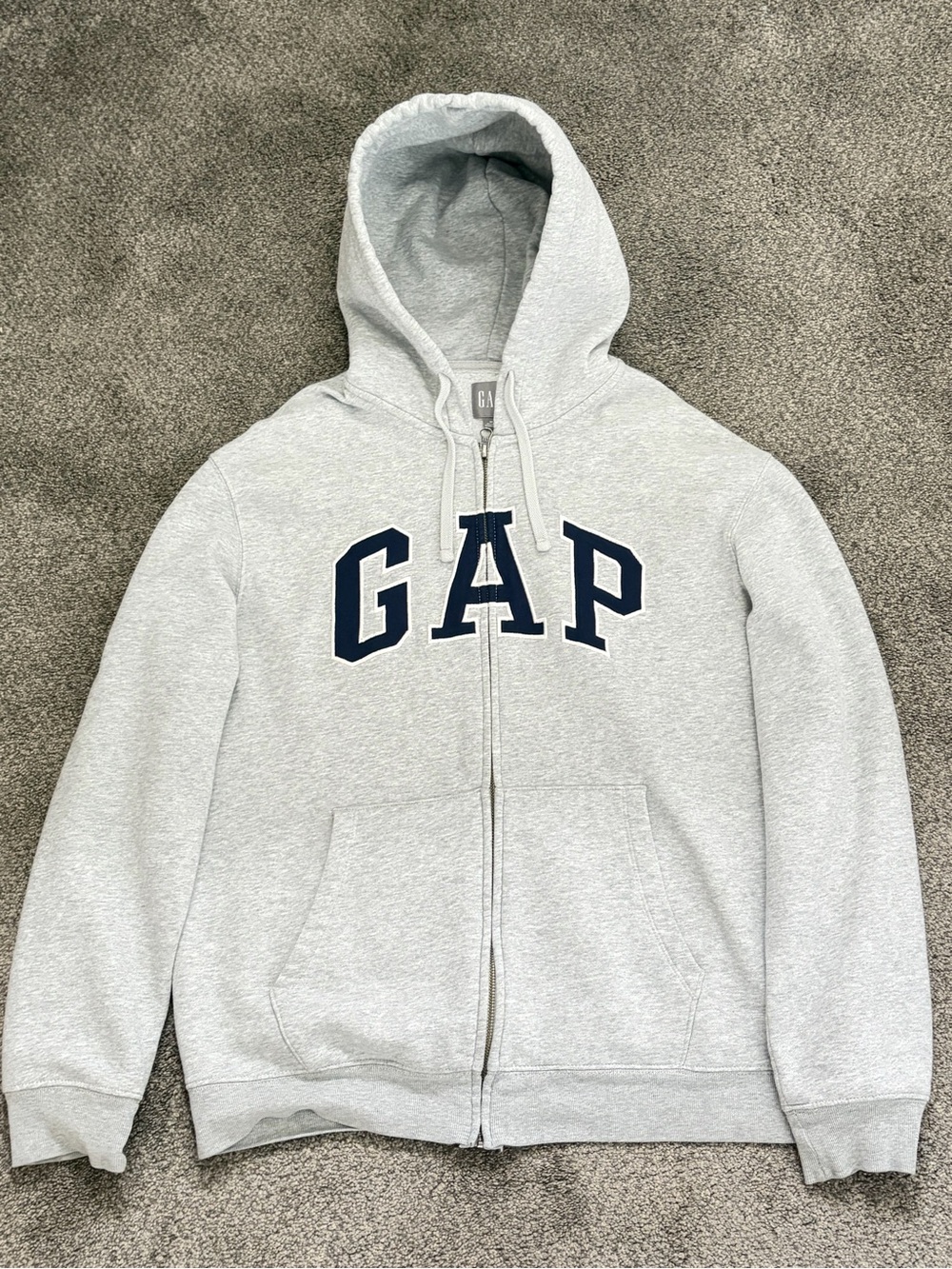 GAP Men’s Heather Light Gray Zip-Up Hoodie